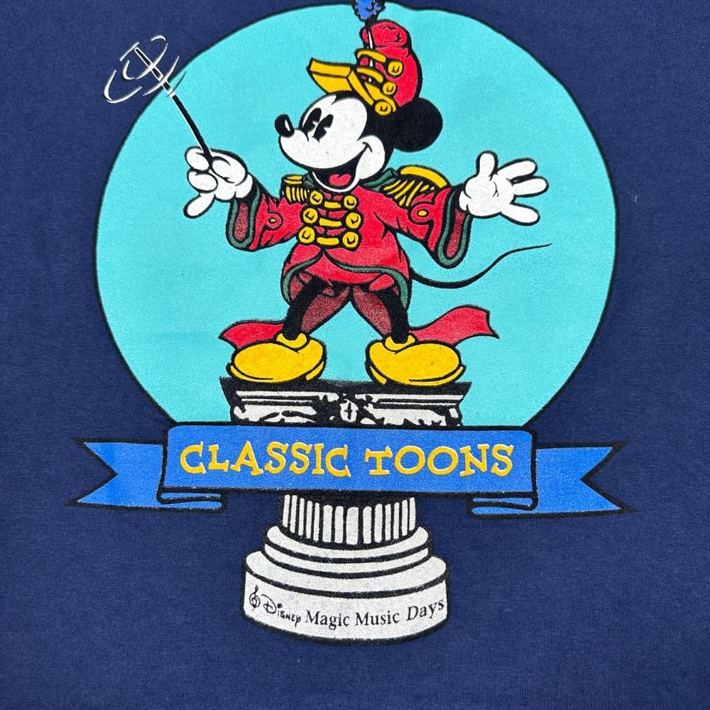 Vintage Disney Mickey Mouse Magic Music Days T-Shirt XL Murina Made in USA Navy - Picture 2 of 7